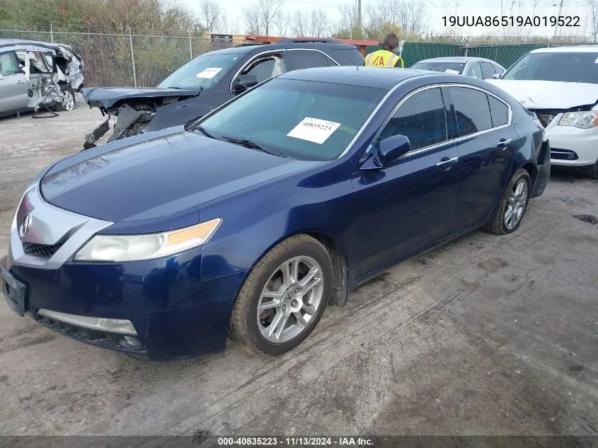 2009 Acura Tl 3.5 VIN: 19UUA86519A019522 Lot: 40835223