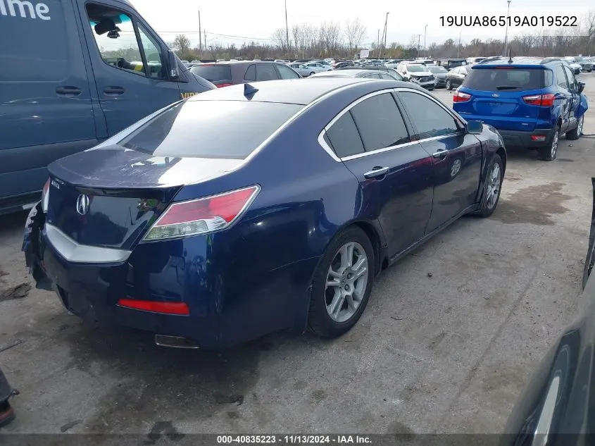 2009 Acura Tl 3.5 VIN: 19UUA86519A019522 Lot: 40835223