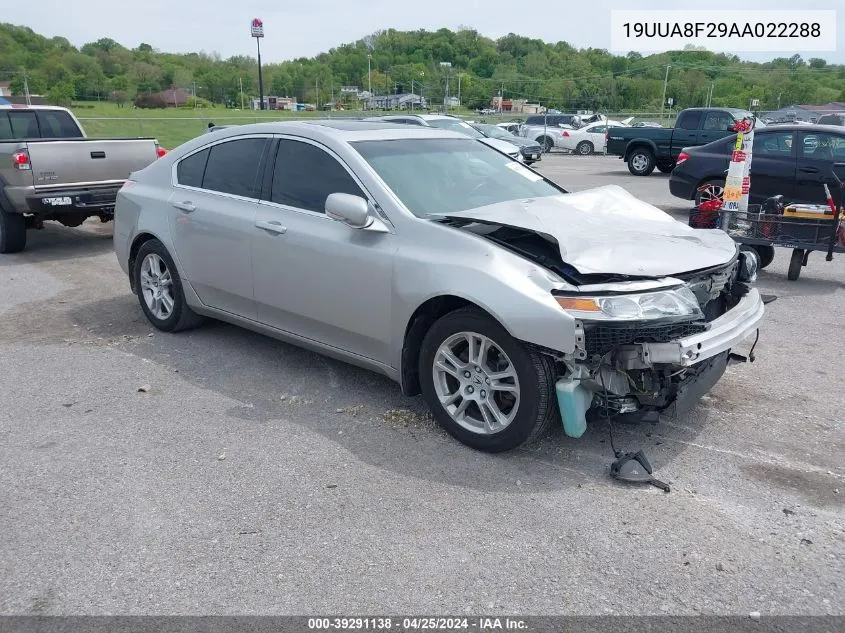 2010 Acura Tl 3.5 VIN: 19UUA8F29AA022288 Lot: 39291138