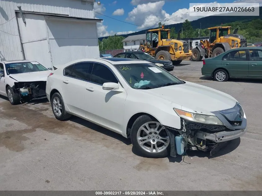 2010 Acura Tl 3.5 VIN: 19UUA8F27AA026663 Lot: 39502317