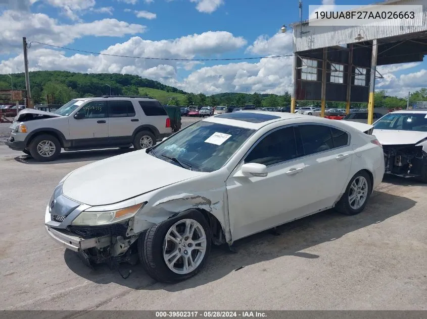 2010 Acura Tl 3.5 VIN: 19UUA8F27AA026663 Lot: 39502317