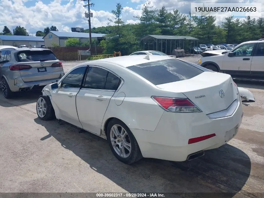 2010 Acura Tl 3.5 VIN: 19UUA8F27AA026663 Lot: 39502317