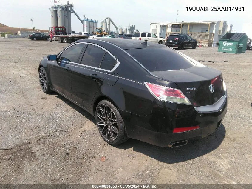 2010 Acura Tl 3.5 VIN: 19UUA8F25AA014981 Lot: 40034853