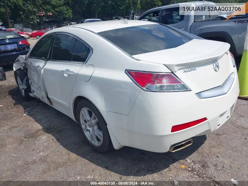 2010 Acura Tl 3.5 VIN: 19UUA8F52AA003706 Lot: 40043135