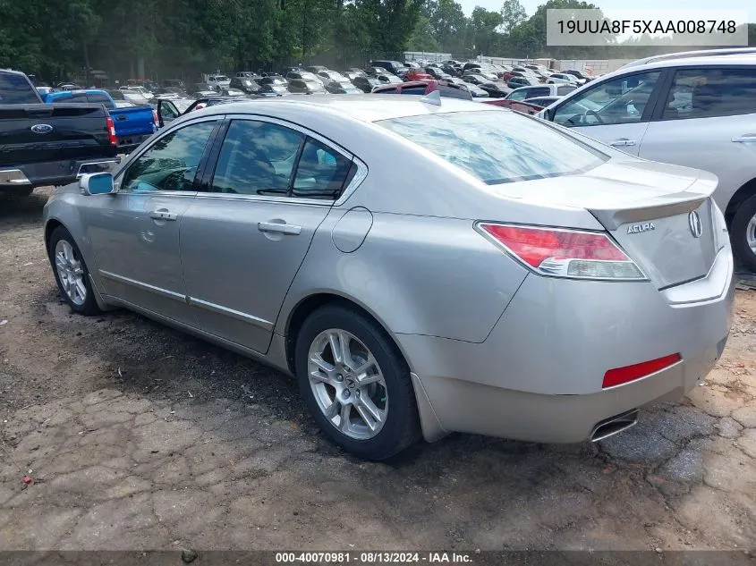 2010 Acura Tl 3.5 VIN: 19UUA8F5XAA008748 Lot: 40070981