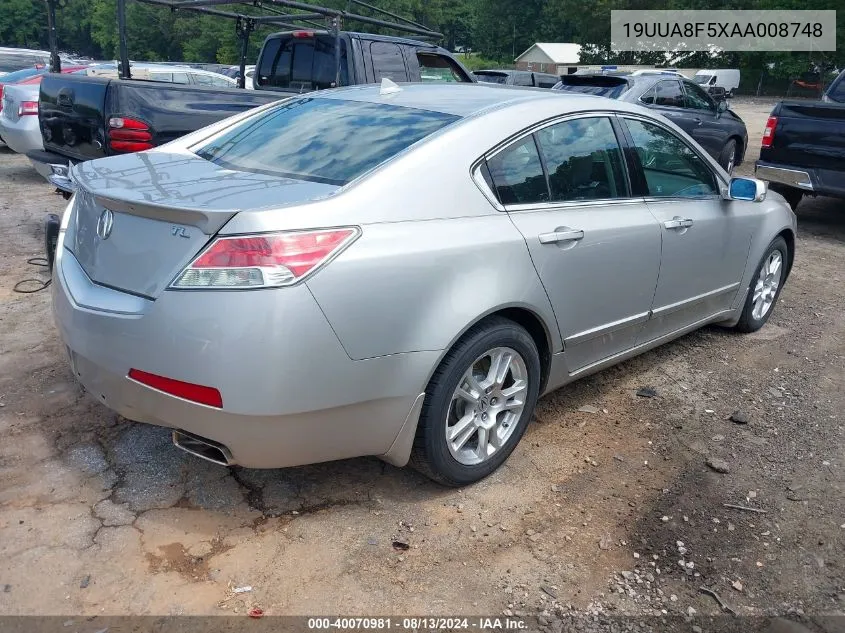 2010 Acura Tl 3.5 VIN: 19UUA8F5XAA008748 Lot: 40070981