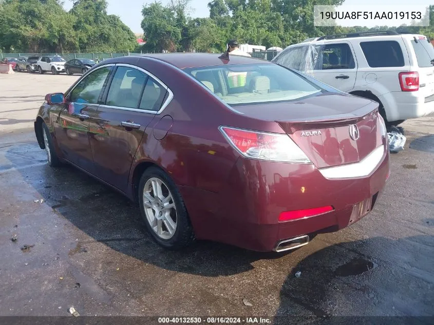 2010 Acura Tl 3.5 VIN: 19UUA8F51AA019153 Lot: 40132530