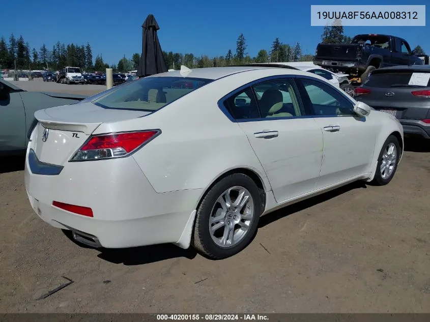 2010 Acura Tl 3.5 VIN: 19UUA8F56AA008312 Lot: 40200155