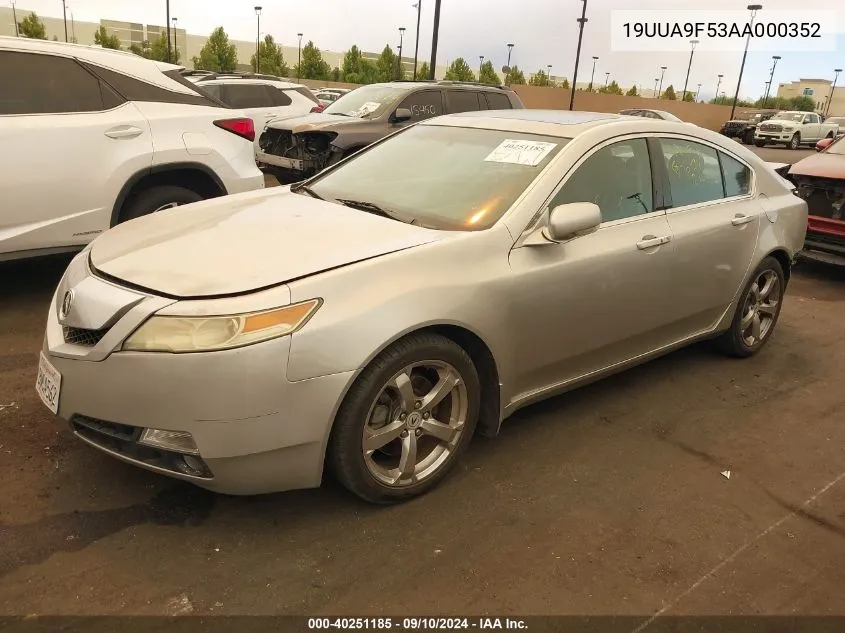 2010 Acura Tl 3.7 VIN: 19UUA9F53AA000352 Lot: 40251185