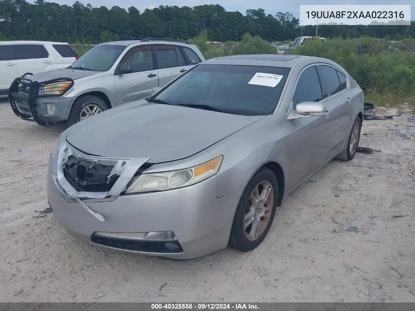 2010 Acura Tl 3.5 VIN: 19UUA8F2XAA022316 Lot: 40325558