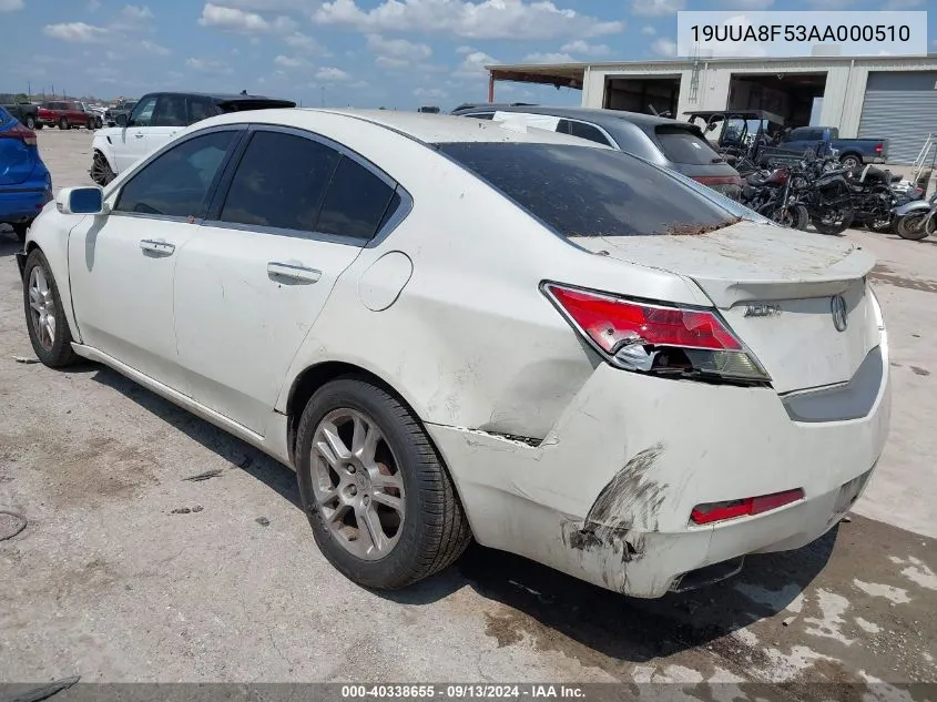 2010 Acura Tl 3.5 VIN: 19UUA8F53AA000510 Lot: 40338655