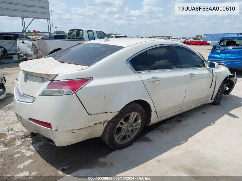 2010 Acura Tl 3.5 VIN: 19UUA8F53AA000510 Lot: 40338655