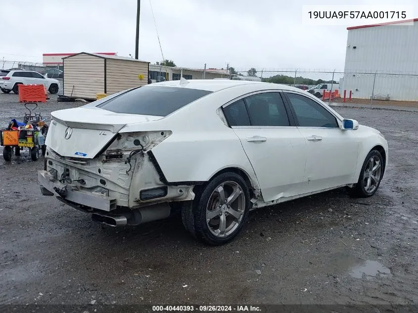 2010 Acura Tl 3.7 VIN: 19UUA9F57AA001715 Lot: 40440393