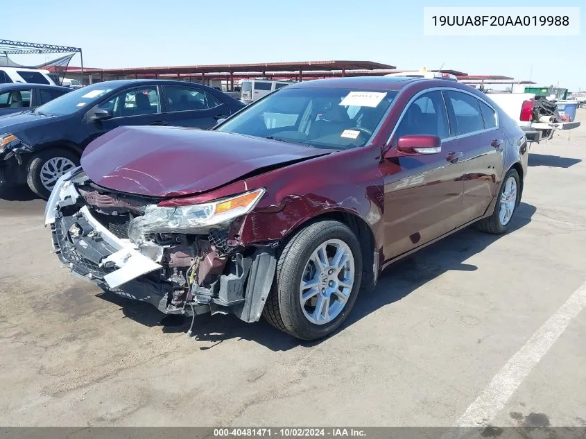 2010 Acura Tl 3.5 VIN: 19UUA8F20AA019988 Lot: 40481471