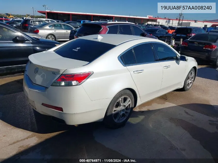 2010 Acura Tl 3.5 VIN: 19UUA8F57AA008240 Lot: 40764971