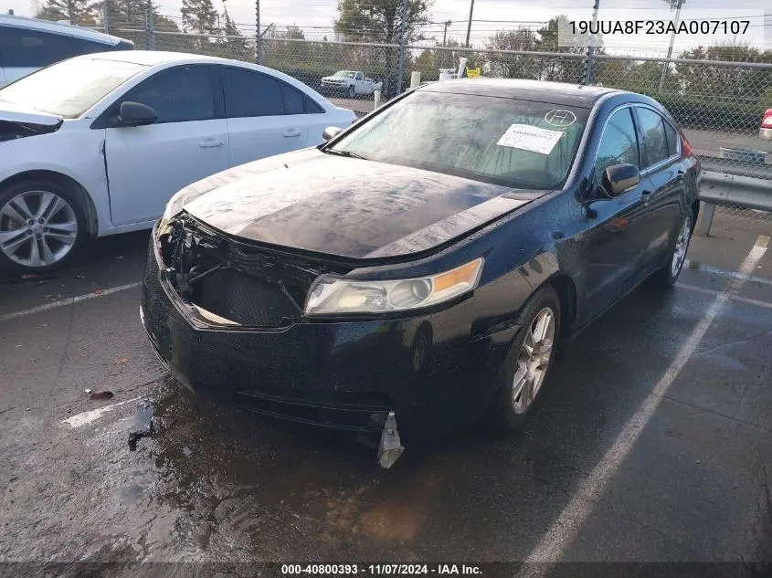 2010 Acura Tl 3.5 VIN: 19UUA8F23AA007107 Lot: 40800393