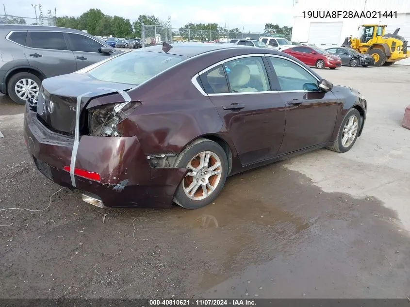 2010 Acura Tl 3.5 VIN: 19UUA8F28AA021441 Lot: 40810621