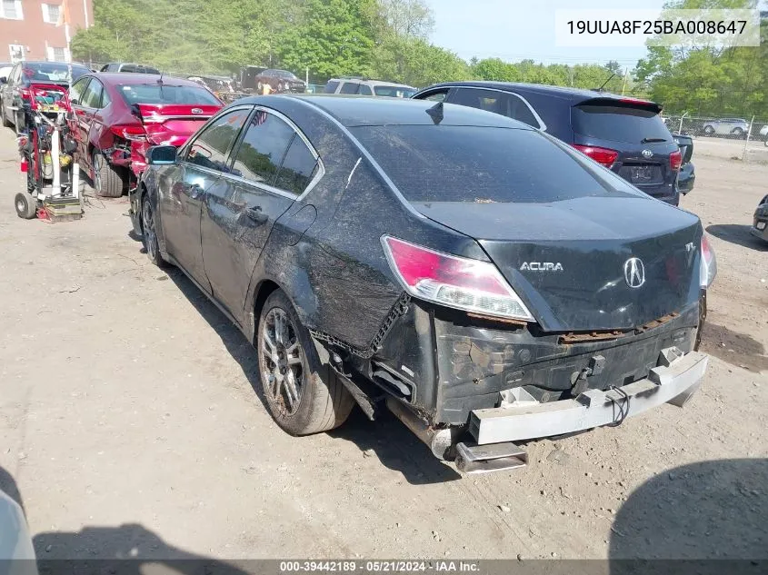 2011 Acura Tl 3.5 VIN: 19UUA8F25BA008647 Lot: 39442189