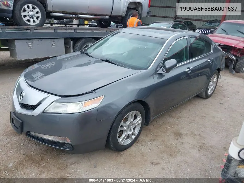 2011 Acura Tl 3.5 VIN: 19UUA8F58BA001637 Lot: 40171003