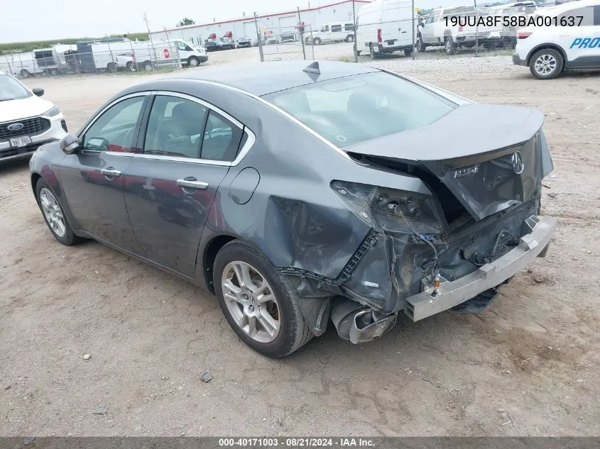 2011 Acura Tl 3.5 VIN: 19UUA8F58BA001637 Lot: 40171003