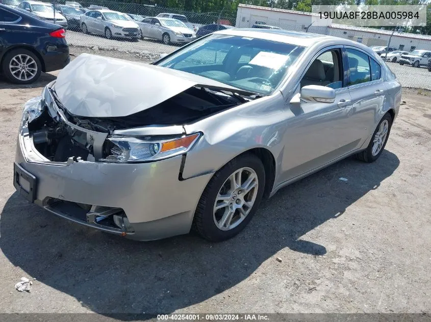 2011 Acura Tl 3.5 VIN: 19UUA8F28BA005984 Lot: 40254001