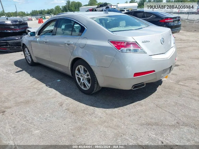 2011 Acura Tl 3.5 VIN: 19UUA8F28BA005984 Lot: 40254001