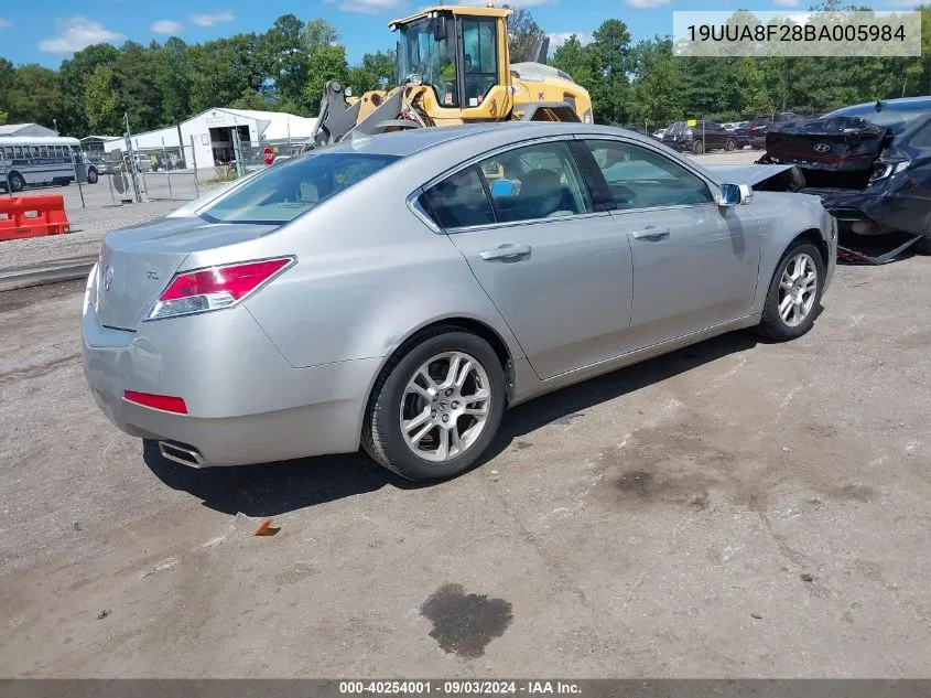 2011 Acura Tl 3.5 VIN: 19UUA8F28BA005984 Lot: 40254001