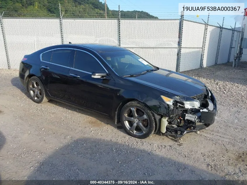 2011 Acura Tl VIN: 19UUA9F53BA000367 Lot: 40344375