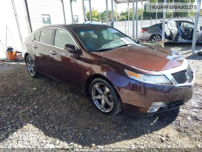 2011 Acura Tl 3.7 VIN: 19UUA9F58BA002275 Lot: 40600354