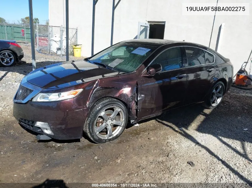 2011 Acura Tl 3.7 VIN: 19UUA9F58BA002275 Lot: 40600354