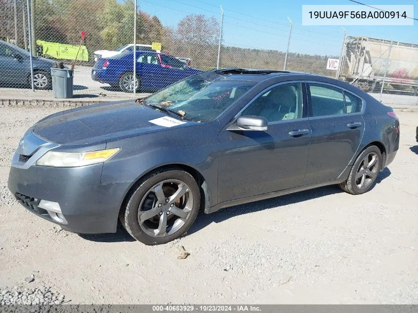 2011 Acura Tl 3.7 VIN: 19UUA9F56BA000914 Lot: 40653929