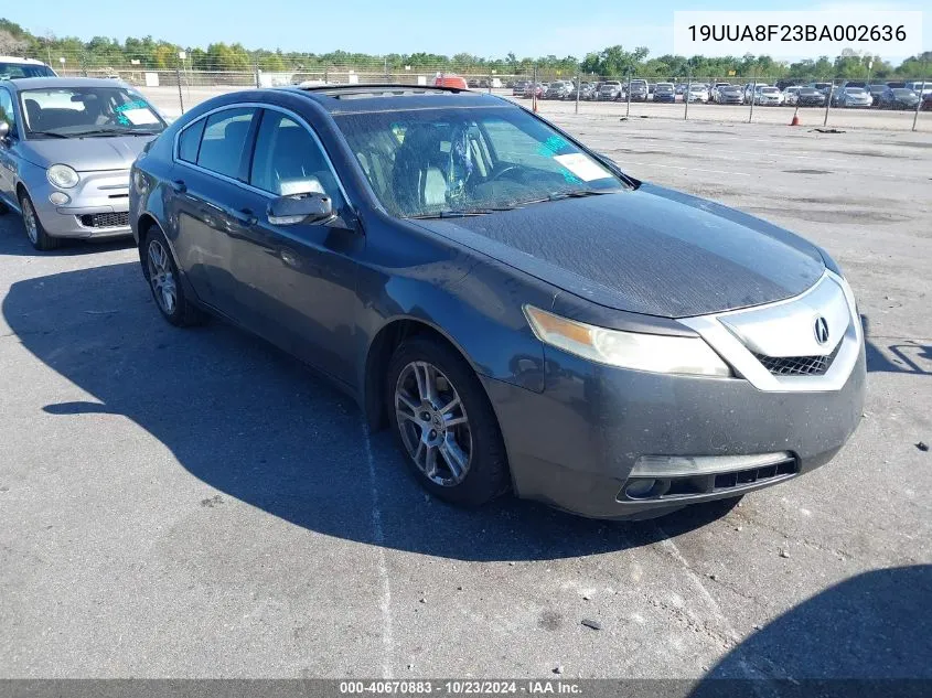 2011 Acura Tl 3.5 VIN: 19UUA8F23BA002636 Lot: 40670883