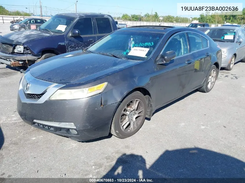 2011 Acura Tl 3.5 VIN: 19UUA8F23BA002636 Lot: 40670883