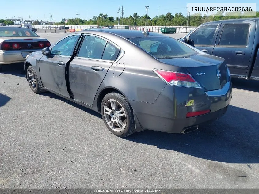 2011 Acura Tl 3.5 VIN: 19UUA8F23BA002636 Lot: 40670883