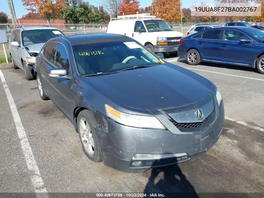 2011 Acura Tl 3.5 VIN: 19UUA8F27BA002767 Lot: 40673786