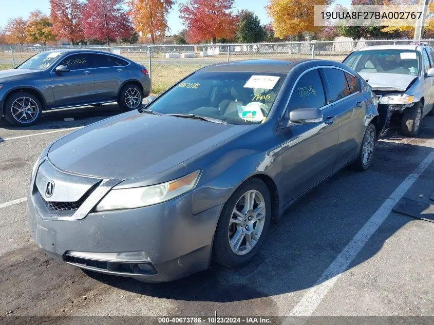 2011 Acura Tl 3.5 VIN: 19UUA8F27BA002767 Lot: 40673786