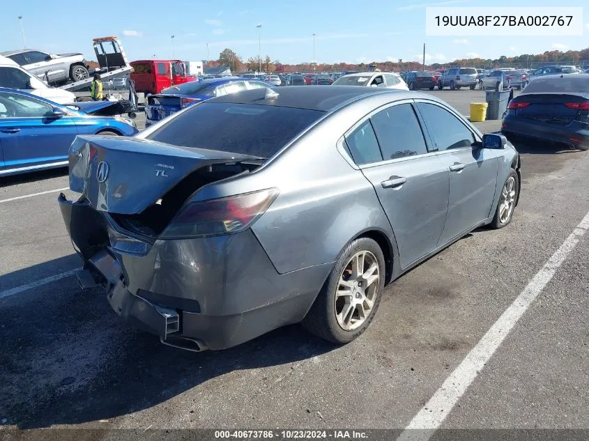 2011 Acura Tl 3.5 VIN: 19UUA8F27BA002767 Lot: 40673786