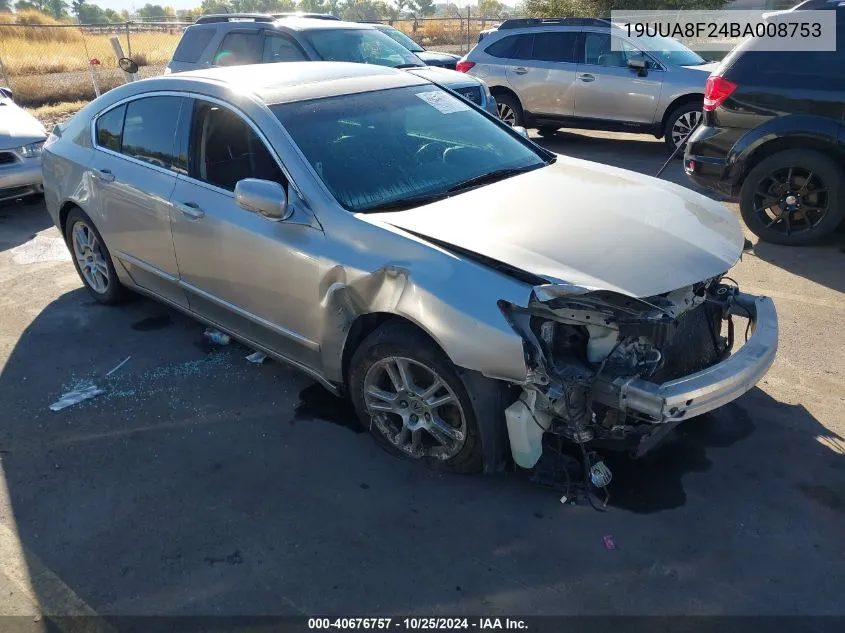 2011 Acura Tl 3.5 VIN: 19UUA8F24BA008753 Lot: 40676757