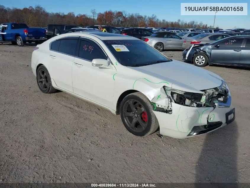 2011 Acura Tl 3.7 VIN: 19UUA9F58BA001658 Lot: 40839684