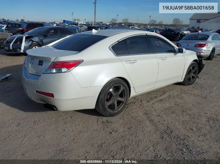 2011 Acura Tl 3.7 VIN: 19UUA9F58BA001658 Lot: 40839684