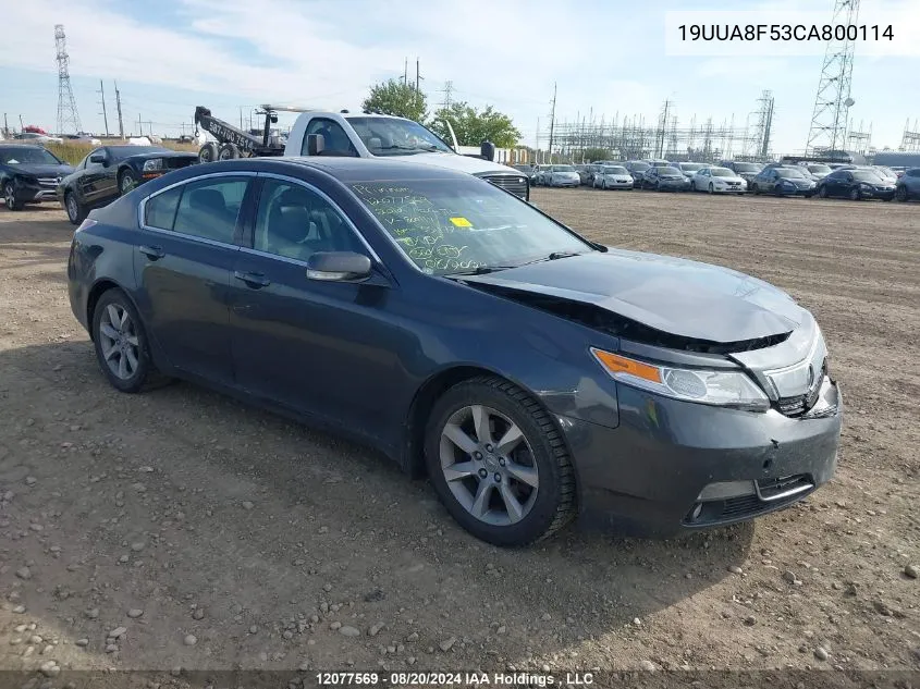 2012 Acura Tl VIN: 19UUA8F53CA800114 Lot: 12077569