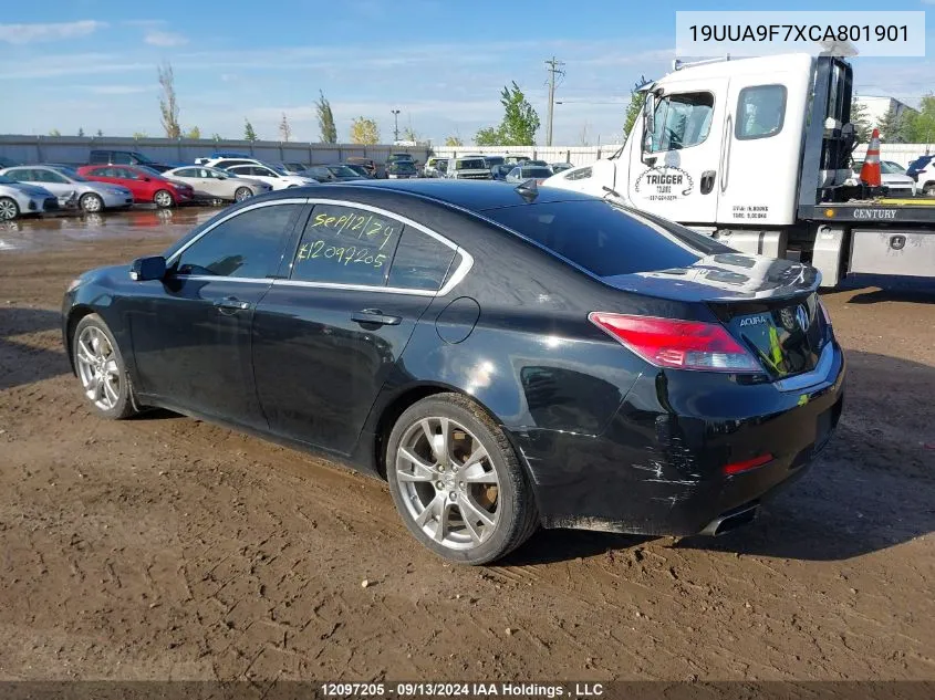 2012 Acura Tl VIN: 19UUA9F7XCA801901 Lot: 12097205