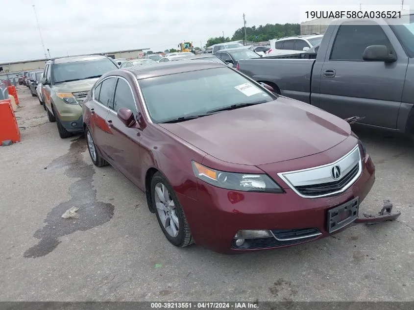 2012 Acura Tl 3.5 VIN: 19UUA8F58CA036521 Lot: 39213551