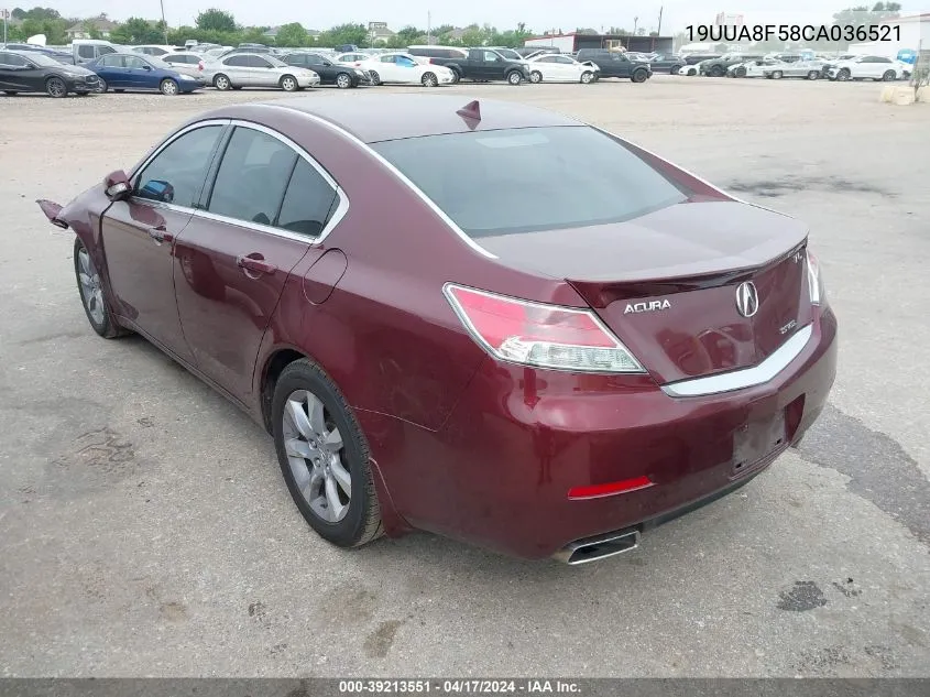 2012 Acura Tl 3.5 VIN: 19UUA8F58CA036521 Lot: 39213551