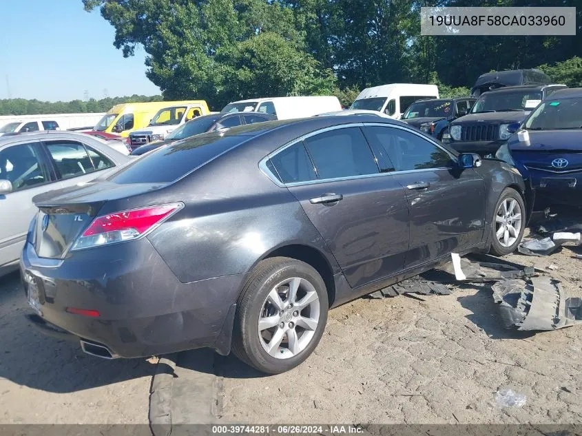 2012 Acura Tl 3.5 VIN: 19UUA8F58CA033960 Lot: 39744281