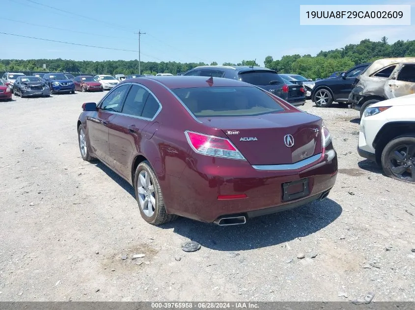 2012 Acura Tl 3.5 VIN: 19UUA8F29CA002609 Lot: 39765958