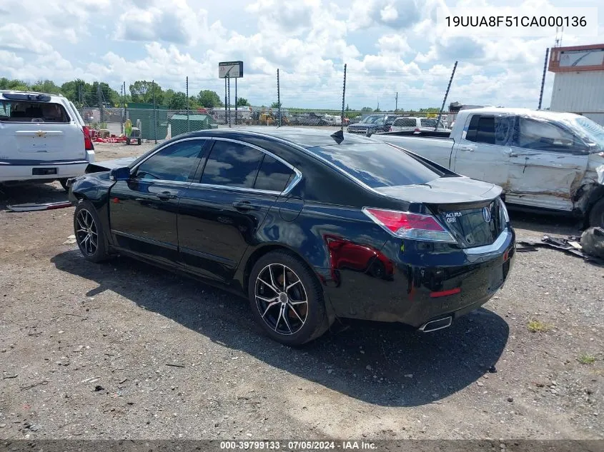 2012 Acura Tl 3.5 VIN: 19UUA8F51CA000136 Lot: 39799133