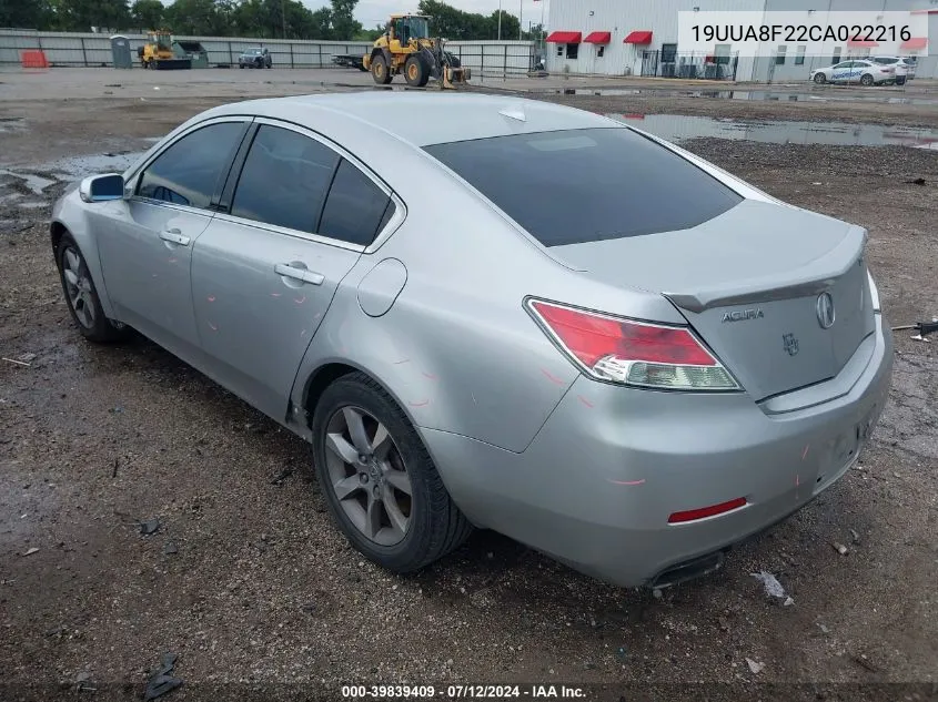 2012 Acura Tl 3.5 VIN: 19UUA8F22CA022216 Lot: 39839409