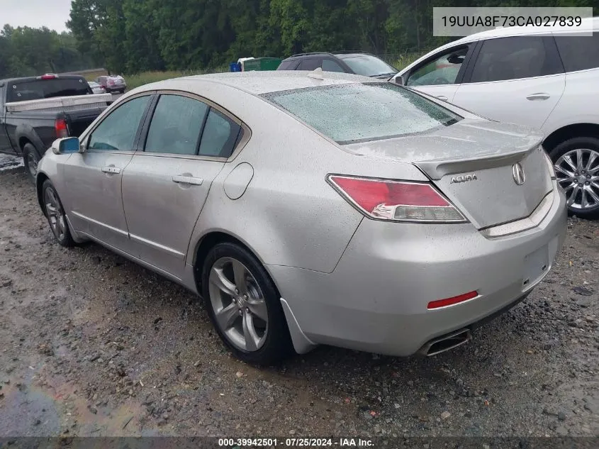 2012 Acura Tl 3.5 VIN: 19UUA8F73CA027839 Lot: 39942501