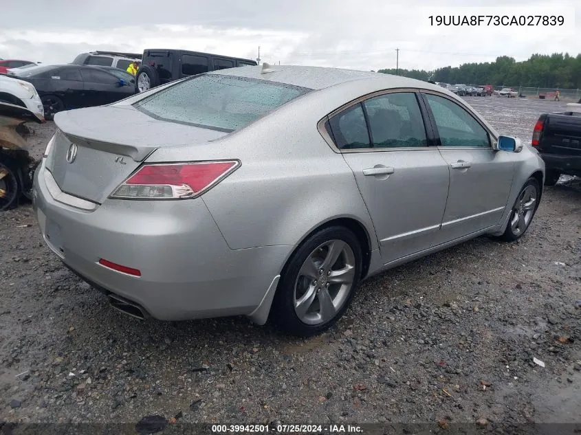 2012 Acura Tl 3.5 VIN: 19UUA8F73CA027839 Lot: 39942501